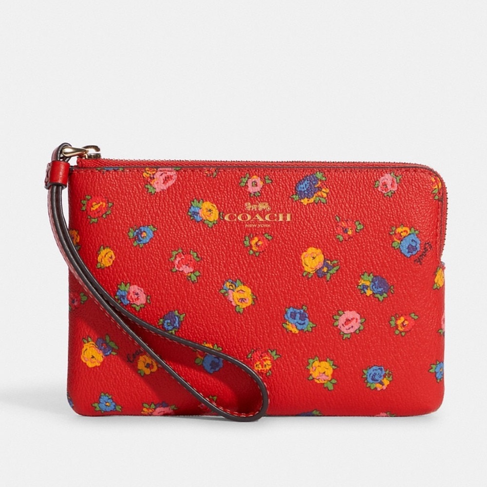 Coach Corner Zip Wristlet With Mini Vintage Rose Print
IM/Miami Red Multi